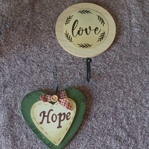 Love & Hope Wood Wall Decor Set - Green and Cream